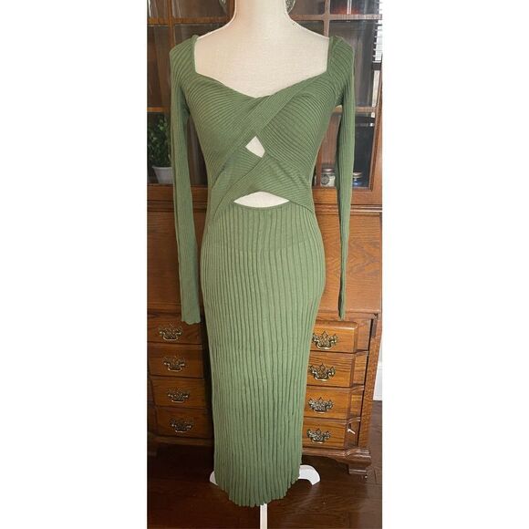 FREE PEOPLE - Marnie Midi Dress in Forrest Green color - Picture 8 of 11